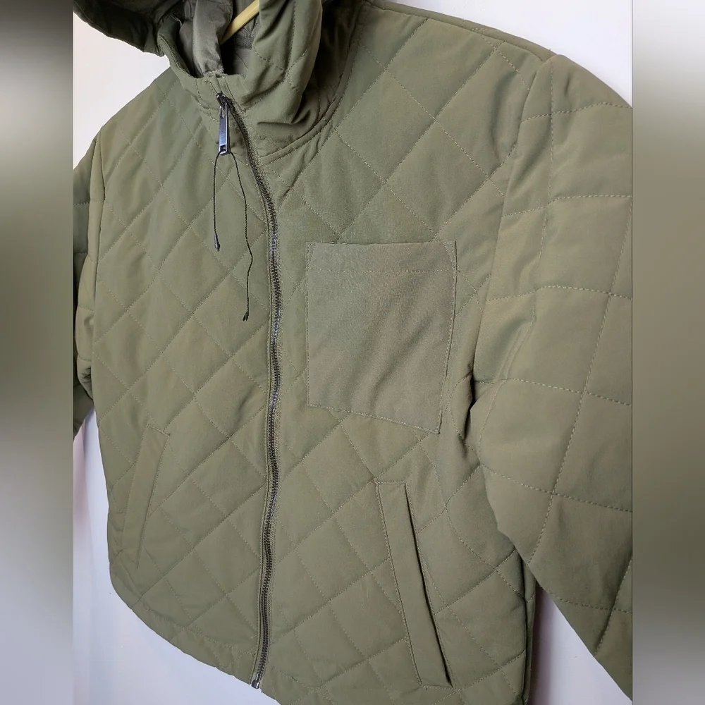 ZARA Kaki Green Girl Kid Mid Season Coat Size 8-9 3 Pockets Fall Or Spring - Picture 2 of 9